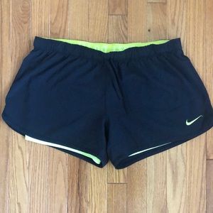 Black Nike Shorts with Neon Green Liner